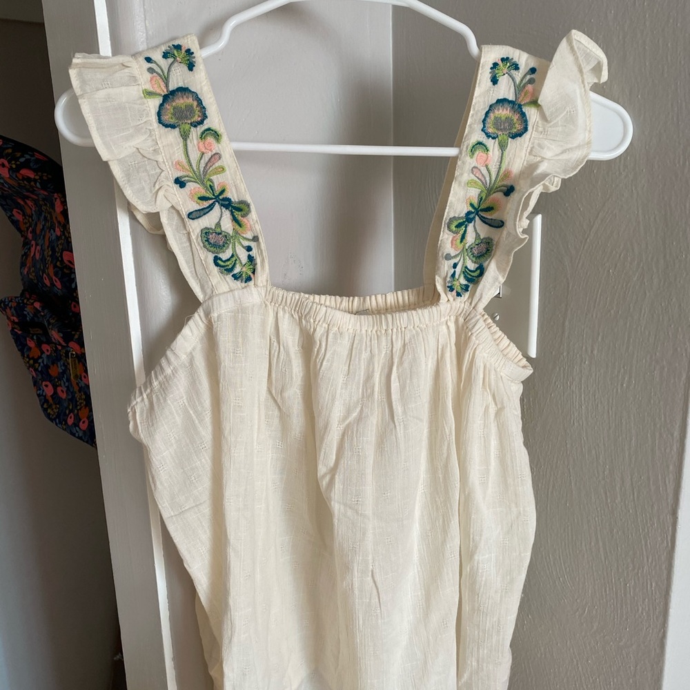 Madewell Cream Tank Top with Floral Embroidery